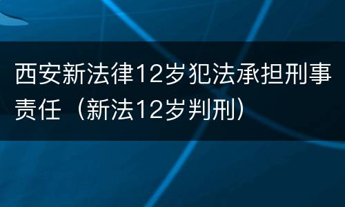 西安新法律12岁犯法承担刑事责任（新法12岁判刑）