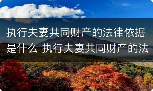 执行夫妻共同财产的法律依据是什么 执行夫妻共同财产的法律规定