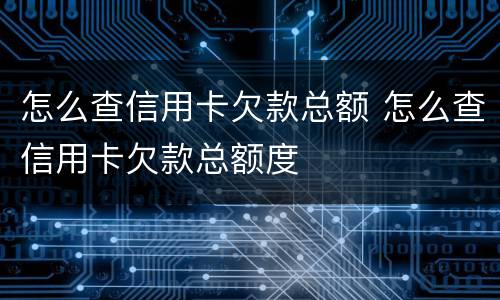 怎么查信用卡欠款总额 怎么查信用卡欠款总额度