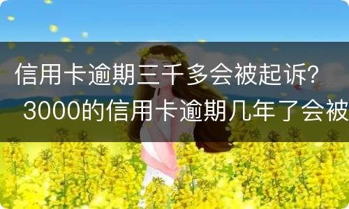 信用卡逾期三千多会被起诉？ 3000的信用卡逾期几年了会被告吗