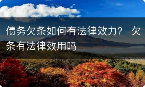 债务欠条如何有法律效力？ 欠条有法律效用吗