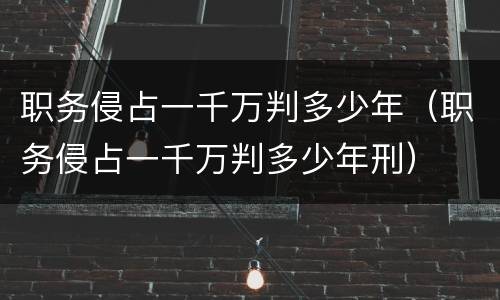 职务侵占一千万判多少年（职务侵占一千万判多少年刑）