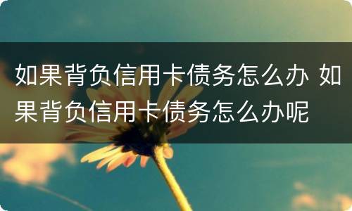 如果背负信用卡债务怎么办 如果背负信用卡债务怎么办呢
