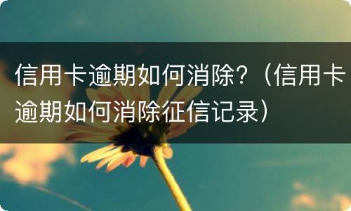 信用卡逾期如何消除?（信用卡逾期如何消除征信记录）