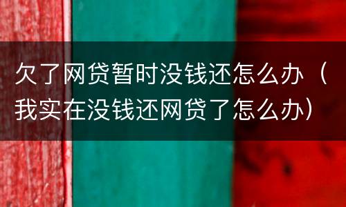 欠了网贷暂时没钱还怎么办（我实在没钱还网贷了怎么办）