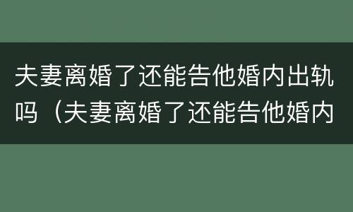 夫妻离婚了还能告他婚内出轨吗（夫妻离婚了还能告他婚内出轨吗知乎）