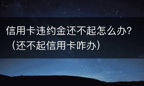 信用卡违约金还不起怎么办？（还不起信用卡咋办）