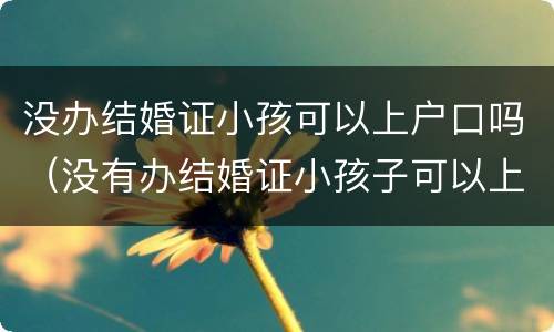 没办结婚证小孩可以上户口吗（没有办结婚证小孩子可以上户口吗）