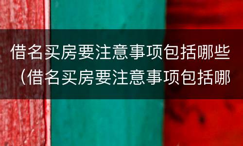 借名买房要注意事项包括哪些（借名买房要注意事项包括哪些）