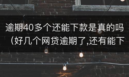 逾期40多个还能下款是真的吗（好几个网贷逾期了,还有能下款的吗）