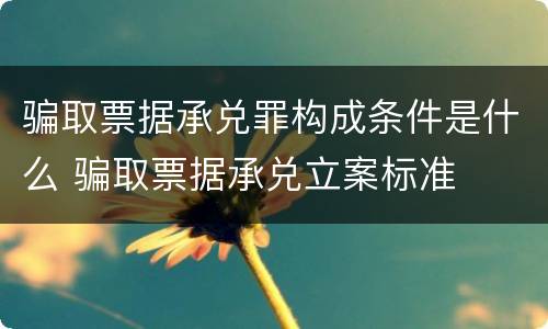 骗取票据承兑罪构成条件是什么 骗取票据承兑立案标准