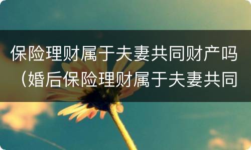 保险理财属于夫妻共同财产吗（婚后保险理财属于夫妻共同财产吗）