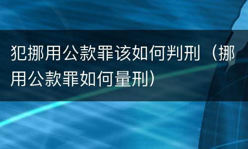 犯挪用公款罪该如何判刑（挪用公款罪如何量刑）