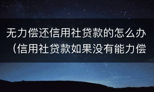 无力偿还信用社贷款的怎么办（信用社贷款如果没有能力偿还怎么办）