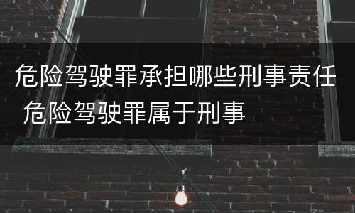 危险驾驶罪承担哪些刑事责任 危险驾驶罪属于刑事
