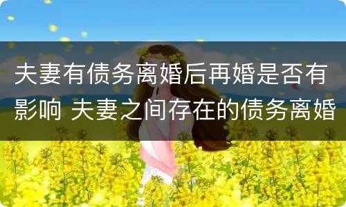 夫妻有债务离婚后再婚是否有影响 夫妻之间存在的债务离婚之后