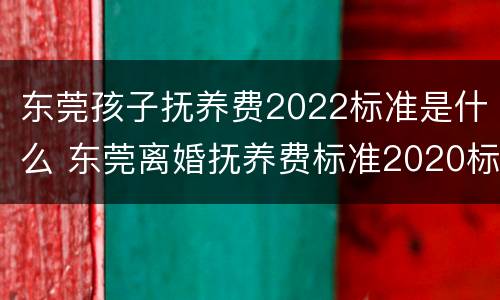 东莞孩子抚养费2022标准是什么 东莞离婚抚养费标准2020标准