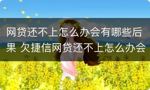 网贷还不上怎么办会有哪些后果 欠捷信网贷还不上怎么办会有哪些后果