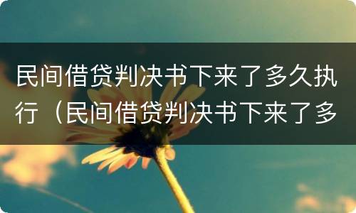 民间借贷判决书下来了多久执行（民间借贷判决书下来了多久执行失信人）