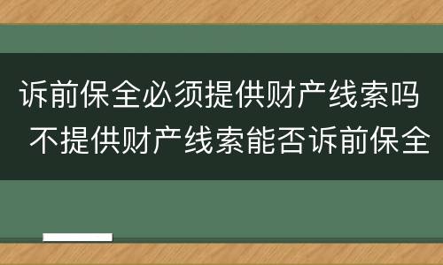 诉前保全必须提供财产线索吗 不提供财产线索能否诉前保全