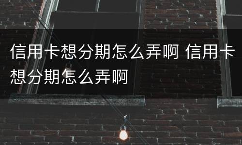信用卡想分期怎么弄啊 信用卡想分期怎么弄啊