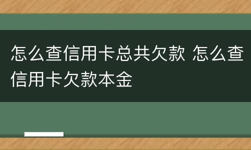 怎么查信用卡总共欠款 怎么查信用卡欠款本金
