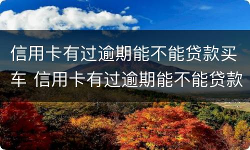 信用卡有过逾期能不能贷款买车 信用卡有过逾期能不能贷款买车子