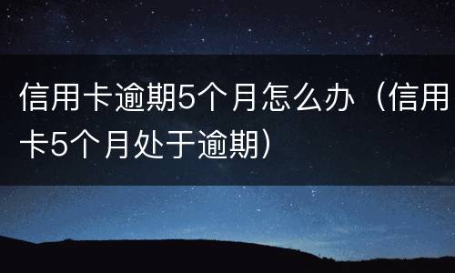 信用卡逾期5个月怎么办（信用卡5个月处于逾期）