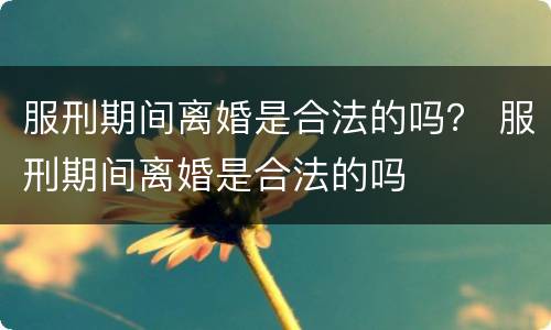 服刑期间离婚是合法的吗？ 服刑期间离婚是合法的吗