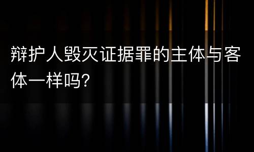 辩护人毁灭证据罪的主体与客体一样吗？