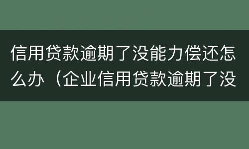 信用贷款逾期了没能力偿还怎么办（企业信用贷款逾期了没能力偿还怎么办）
