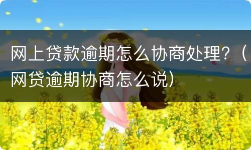 网上贷款逾期怎么协商处理?（网贷逾期协商怎么说）