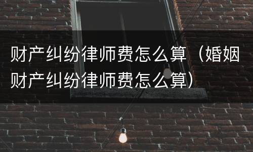 财产纠纷律师费怎么算（婚姻财产纠纷律师费怎么算）