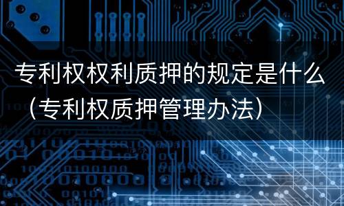专利权权利质押的规定是什么（专利权质押管理办法）