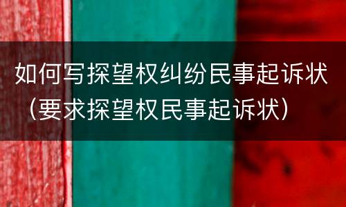 如何写探望权纠纷民事起诉状（要求探望权民事起诉状）