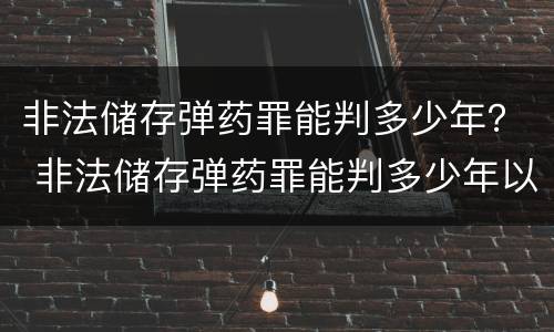 非法储存弹药罪能判多少年？ 非法储存弹药罪能判多少年以上