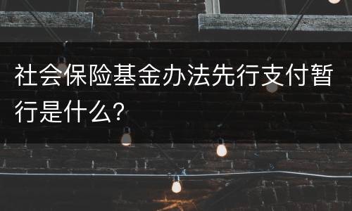 社会保险基金办法先行支付暂行是什么？