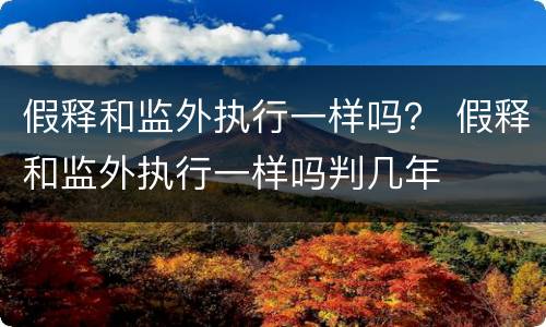 假释和监外执行一样吗？ 假释和监外执行一样吗判几年
