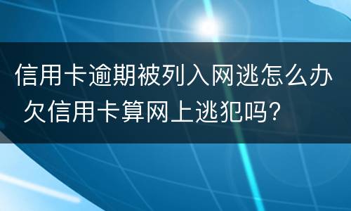 信用卡逾期被列入网逃怎么办 欠信用卡算网上逃犯吗?