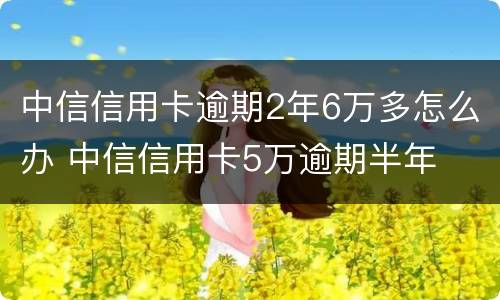 中信信用卡逾期2年6万多怎么办 中信信用卡5万逾期半年
