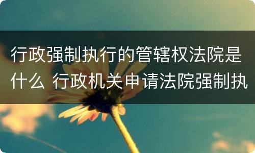 行政强制执行的管辖权法院是什么 行政机关申请法院强制执行的管辖