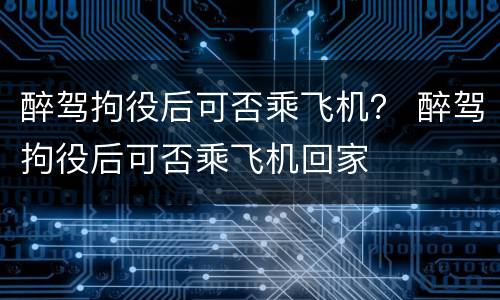 醉驾拘役后可否乘飞机？ 醉驾拘役后可否乘飞机回家
