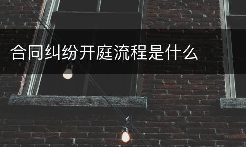 合同纠纷开庭流程是什么