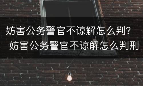 妨害公务警官不谅解怎么判？ 妨害公务警官不谅解怎么判刑