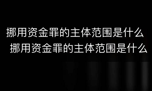 挪用资金罪的主体范围是什么 挪用资金罪的主体范围是什么意思