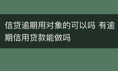 信贷逾期用对象的可以吗 有逾期信用贷款能做吗