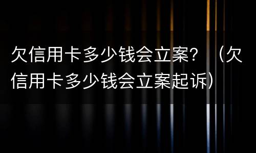 欠信用卡多少钱会立案？（欠信用卡多少钱会立案起诉）