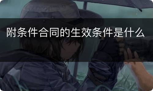 附条件合同的生效条件是什么