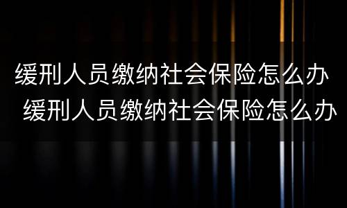 缓刑人员缴纳社会保险怎么办 缓刑人员缴纳社会保险怎么办理