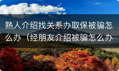 熟人介绍找关系办取保被骗怎么办（经朋友介绍被骗怎么办）